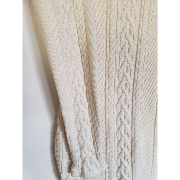 SWEATER KNIT TUNIC SIZE MEDIUM CABLE KNIT COWEL NECK LONG SLEEVE CREAM - Picture 6 of 14